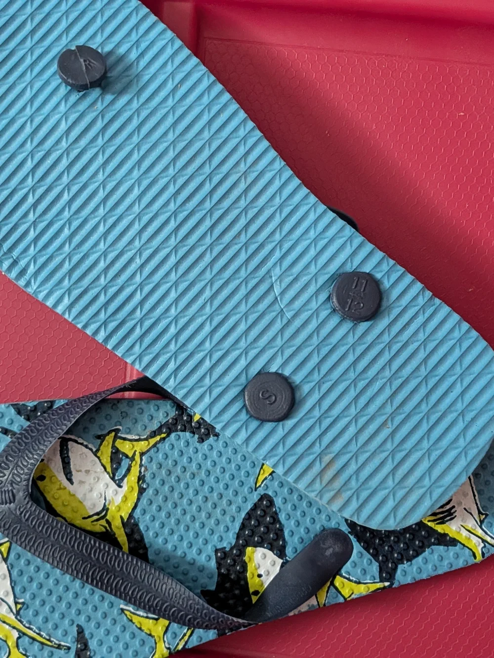 Kids Blue & Yellow Shark Print Flip Flops